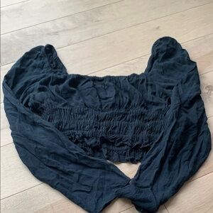 Urban Outfitters Navy Blue Long Sleeve Crop Top